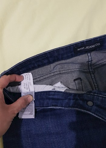 30 Beden Kadın Lacivert Kot Pantolon, Normal Boy, Kemerli