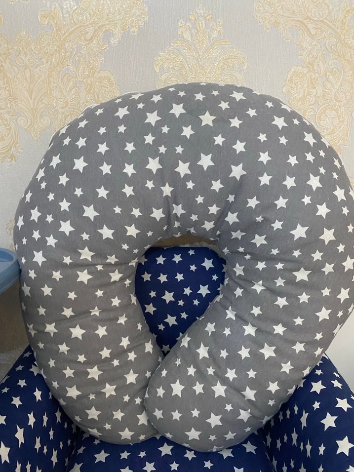 Gri Yıldız Desenli Emzirme ve Hamilelik Yastığı - Görsel 2