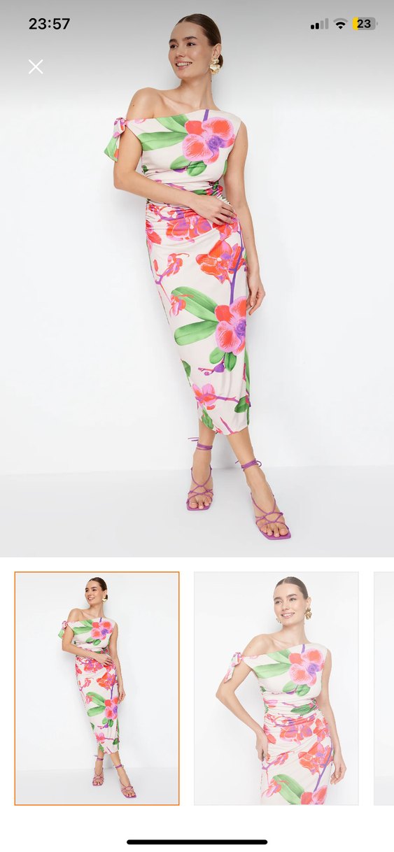 Çiçek Desenli Uzun elbise - Görsel 2