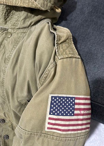 Vintage Erkek Ceket Amerikan Bayrak Rozeti - Görsel 9