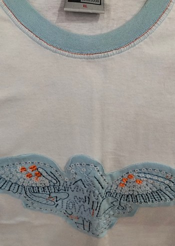 Beyaz Baskılı Bohem Kısa Kollu Hamile Tişörtü - Görsel 2