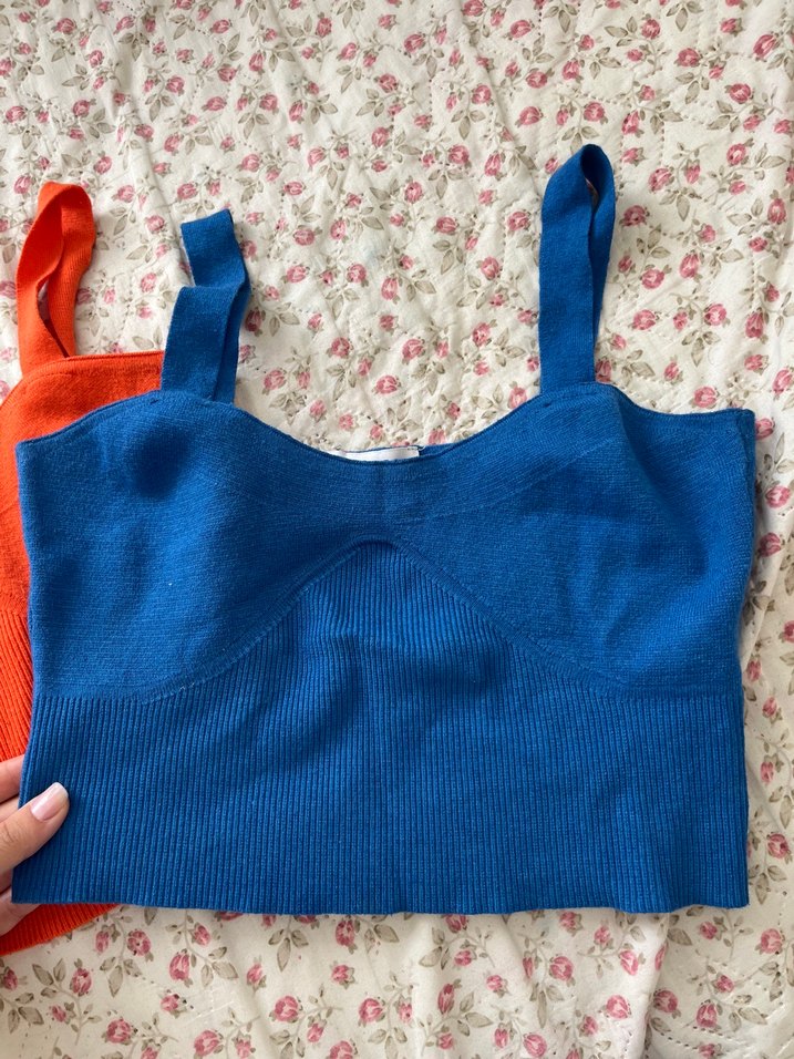 Kadın Renkli Örgü Mini Atlet - Görsel 2