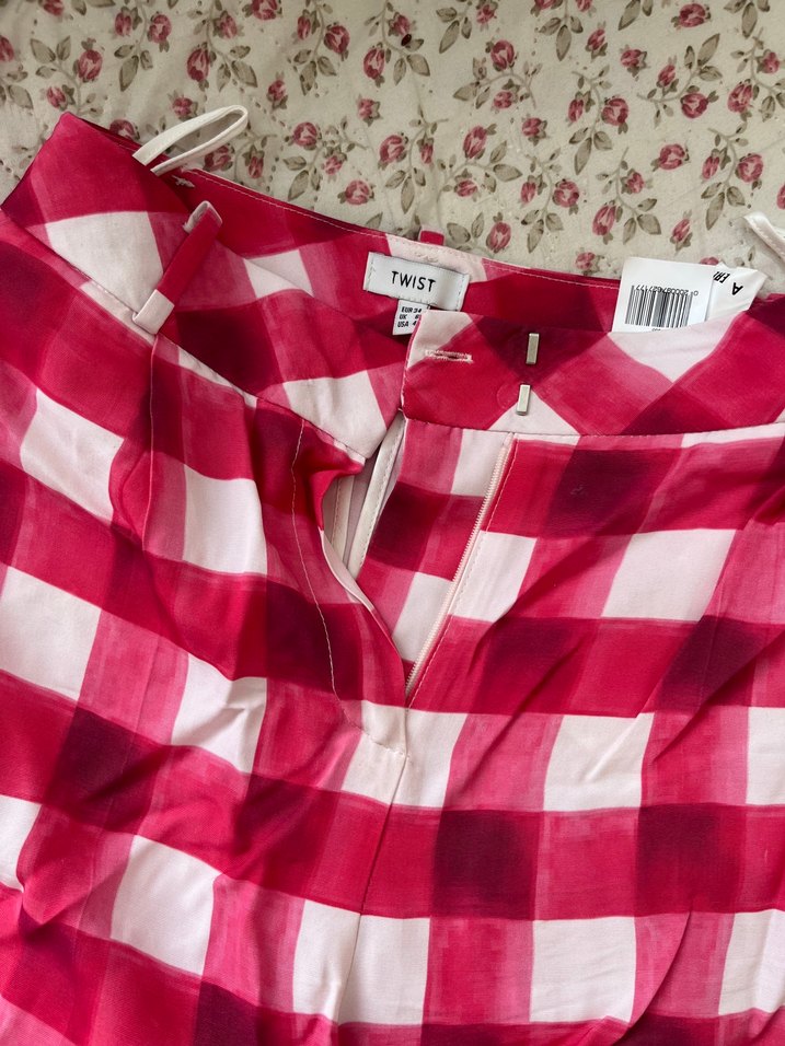 Pembe Pilili Midi Kadın Kumaş Pantolon - Görsel 3