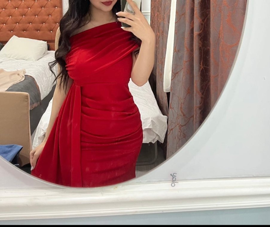 Klasik Şıklık Kırmızı Drapeli Uzun Abiye Elbise - Görsel 3