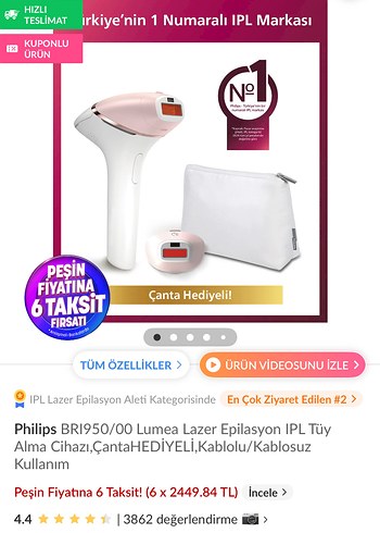 Beyaz Philips Lazer Epilasyon Cihazı