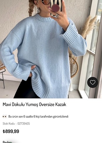 Mavi Dokulu Yumuşak Oversize Kazak
