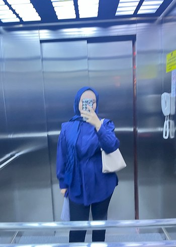 Kadın Lacivert Uzun Kollu Salaş gömlek