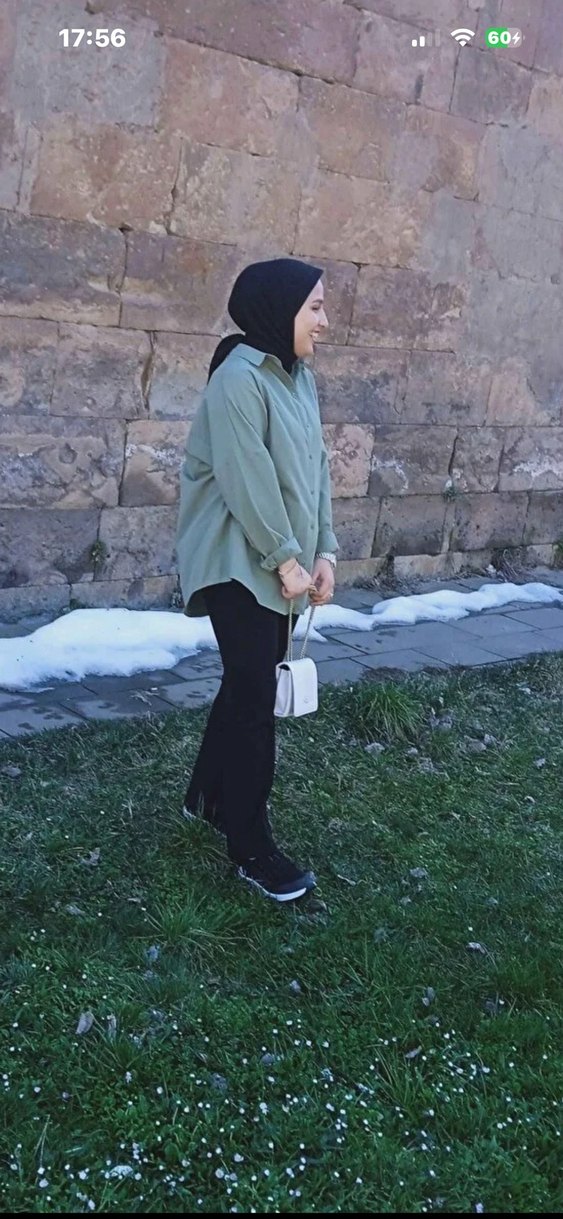 Tesettür haki gömlek - Görsel 3