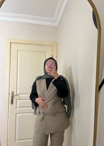 Bej Kadın Keten Blazer Ceket - Görsel 5