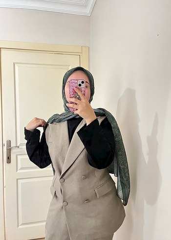 Bej Kadın Keten Blazer Ceket - Görsel 9