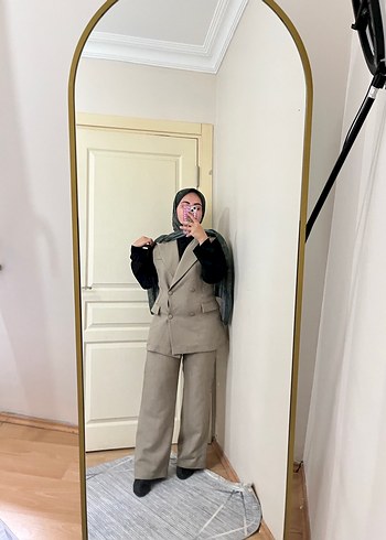 Bej Kadın Keten Blazer Ceket - Görsel 7