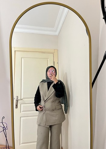 Bej Kadın Keten Blazer Ceket - Görsel 11