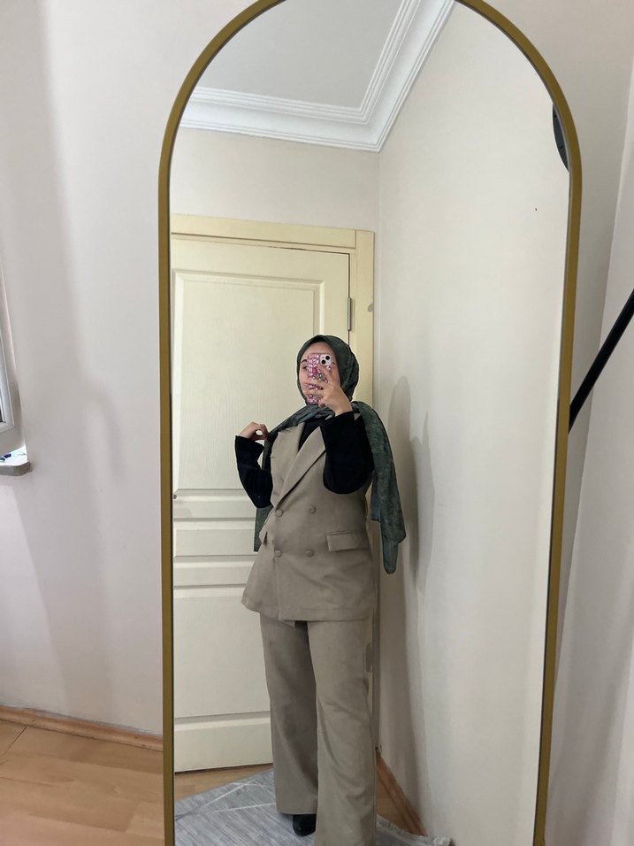 Bej Kadın Keten Blazer Ceket - Görsel 3