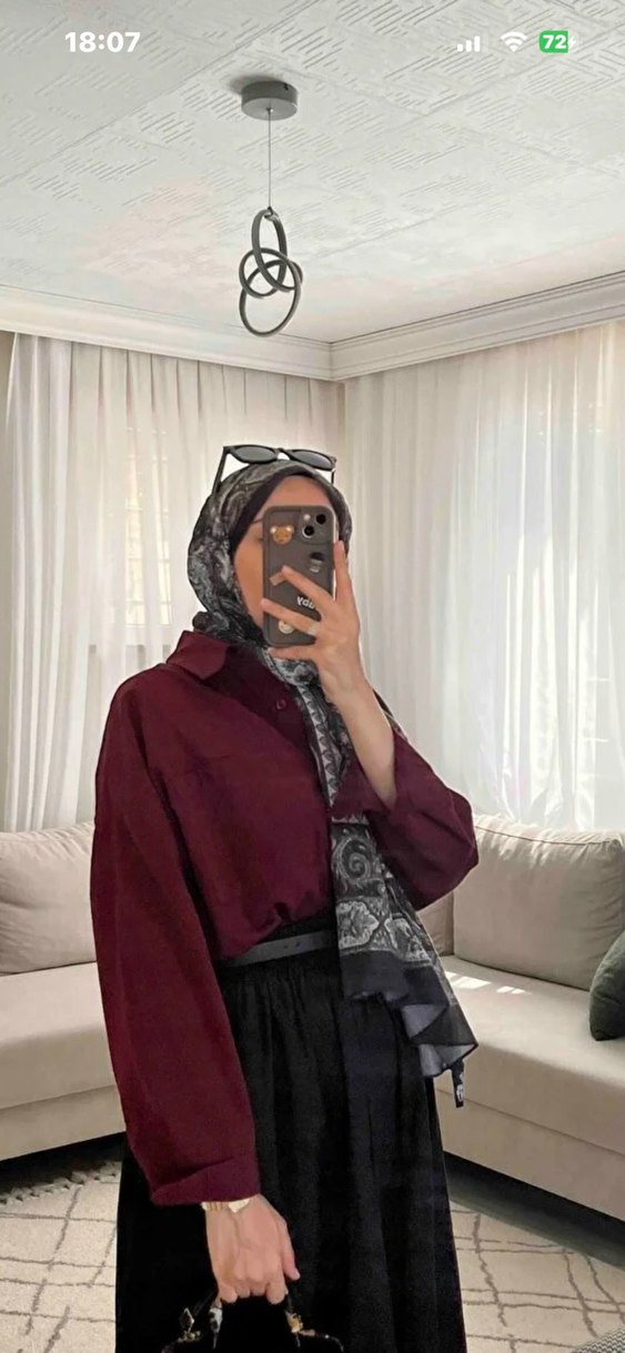 Bordo Kadın gömlek - Görsel 5