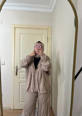 Bej Keten Kadın Takım - Görsel 2