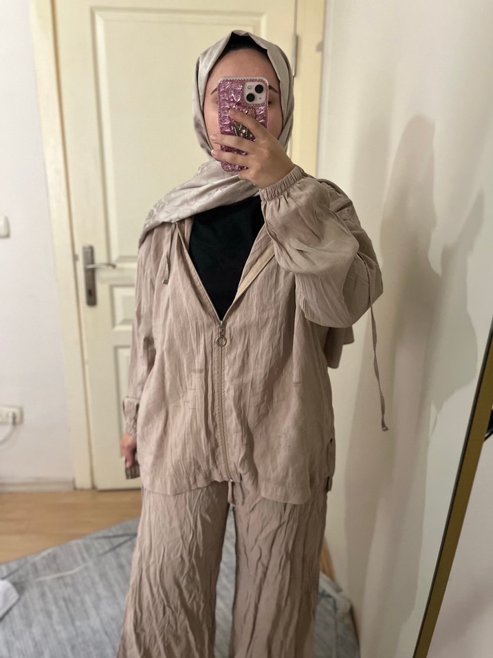 Bej Keten Kadın Takım - Görsel 4