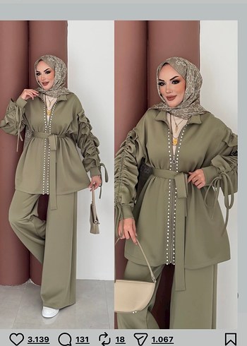 Kemerli Uzun Kesim Kadın Takım Elbise - Görsel 2