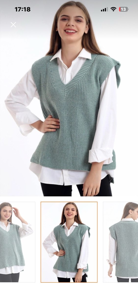 Bohem V Yaka Örgü Kadın Süveter - Görsel 4