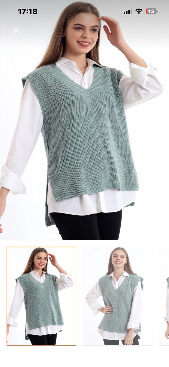 Bohem V Yaka Örgü Kadın Süveter - Görsel 5