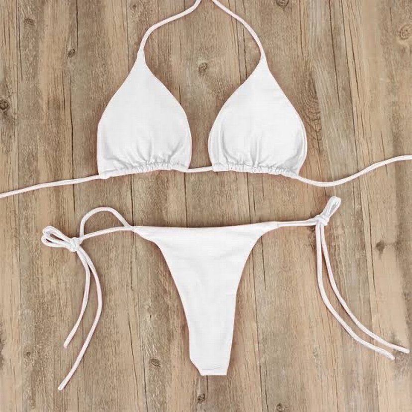 Beyaz Mini Pareolu İpli Kadın Bikini Takımı - Görsel 2