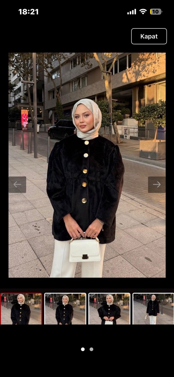 Siyah Düğmeli Midi Kadın Kaban - Görsel 2