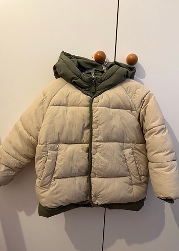 Bej ve Gri Kapüşonlu Erkek Çocuk Mont - Görsel 3