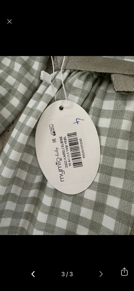 Uzun Kollu Gri Kareli Kız Elbisesi - Görsel 3