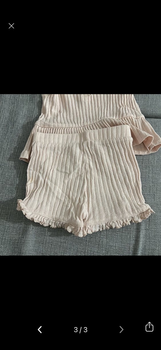 Kız Bebek Krem Pilili Kolsuz Takım - Görsel 2