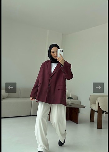 diğer Beden bordo Renk Bordo Kadın Regular Fit Midi Blazer
