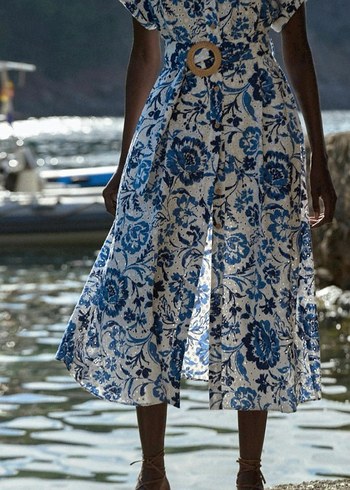 zara orjinal uzun çiçekli  elbise - Görsel 5