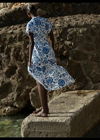 zara orjinal uzun çiçekli  elbise - Görsel 4