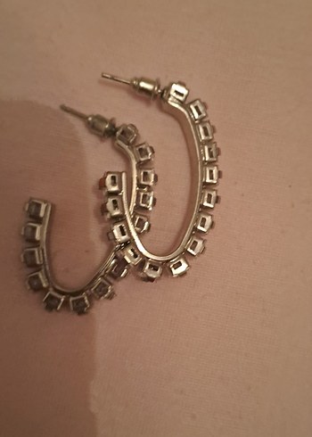 Beyaz Parlak Taşlı  Küpe - Görsel 3