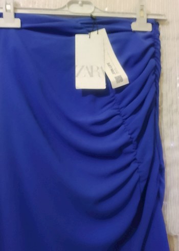 s Beden mavi Renk Zara Yırtmaçlı Uzun Etek Yeni Etiketli