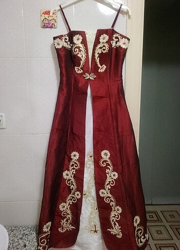 White and Beige Ceket Bolerolu İşlemeli Bindallı Kına Elbisesi Kınalık