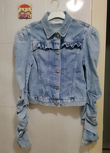 Motivi Kolları Fırfırlı Jean Kot Ceket