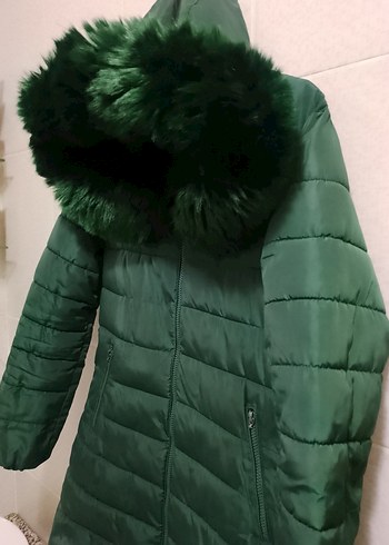 Peluş Kürklü Kapüşonlu Şişme Mont Kaban - Görsel 4