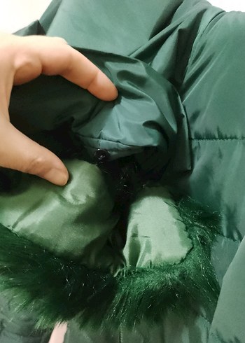 Peluş Kürklü Kapüşonlu Şişme Mont Kaban - Görsel 6