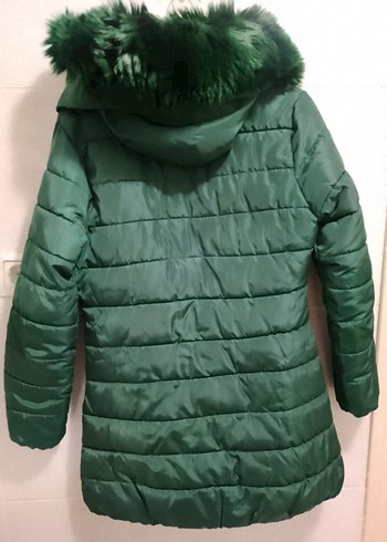 Peluş Kürklü Kapüşonlu Şişme Mont Kaban - Görsel 7