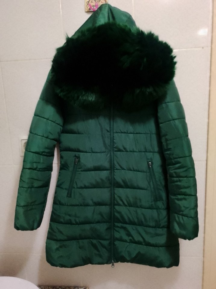 Peluş Kürklü Kapüşonlu Şişme Mont Kaban - Görsel 2