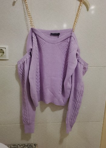 Trendyol Zincir Askılı Omuz Dekolteli Kadın Kazak - Görsel 3