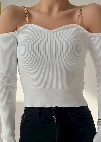 Trendyol Zincir Askılı Omuz Dekolteli Kadın Kazak - Görsel 8