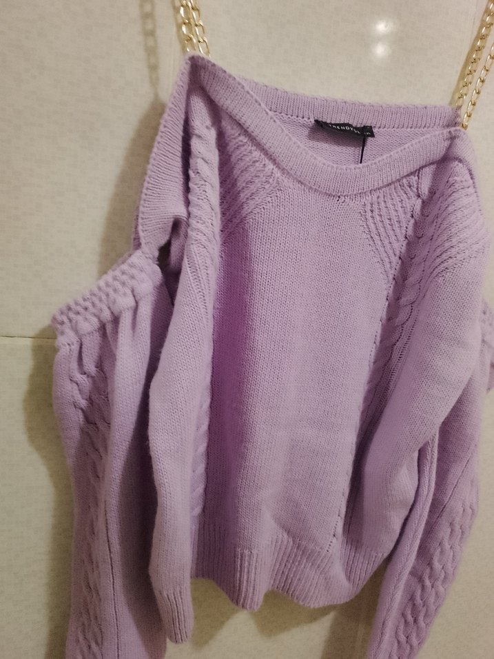 Trendyol Zincir Askılı Omuz Dekolteli Kadın Kazak - Görsel 5