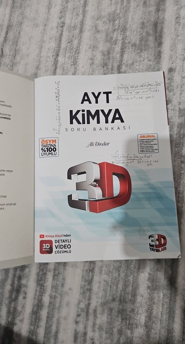 3D Yayınları AYT Kimya Soru Bankası - Görsel 2