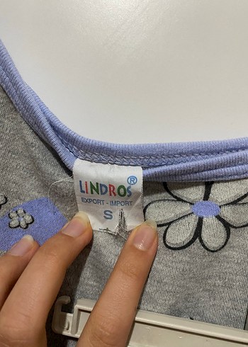 Çiçek Desenli Gri Mavi Kız Çocuk Pijama Takımı - Görsel 3