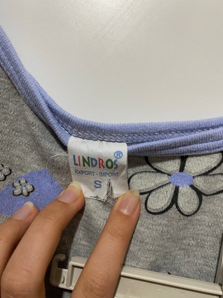 Çiçek Desenli Gri Mavi Kız Çocuk Pijama Takımı - Görsel 3