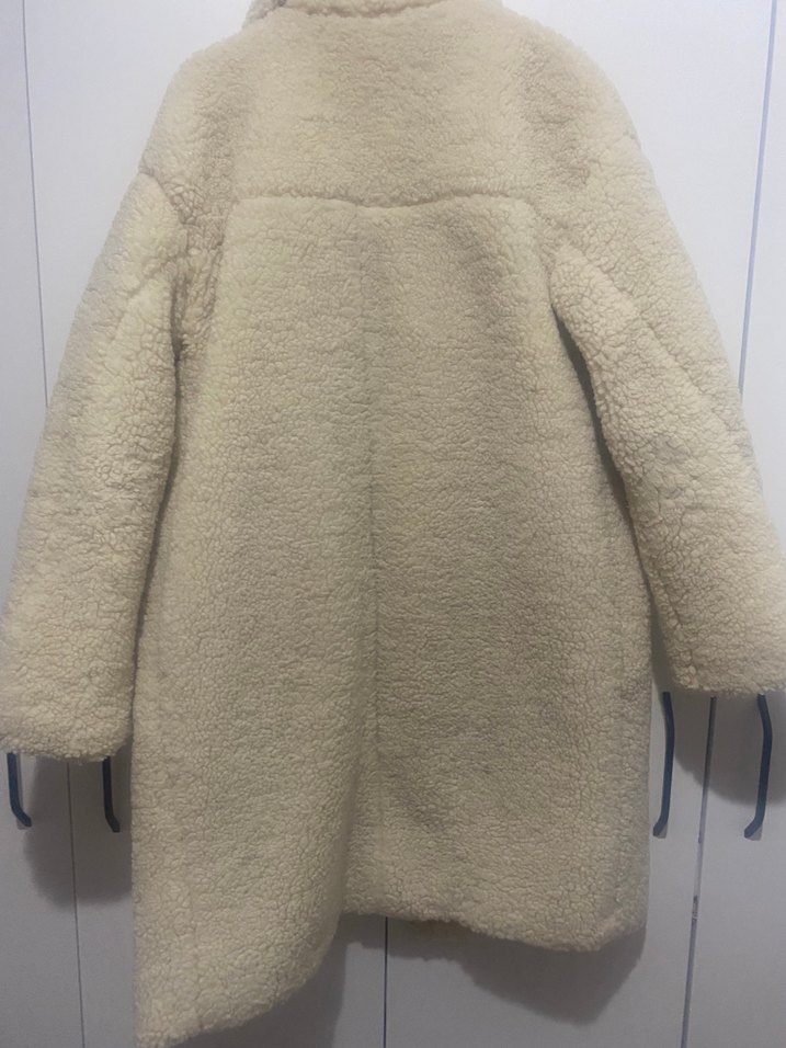 Uzun Krem Rengi Peluş Kaban - Görsel 5