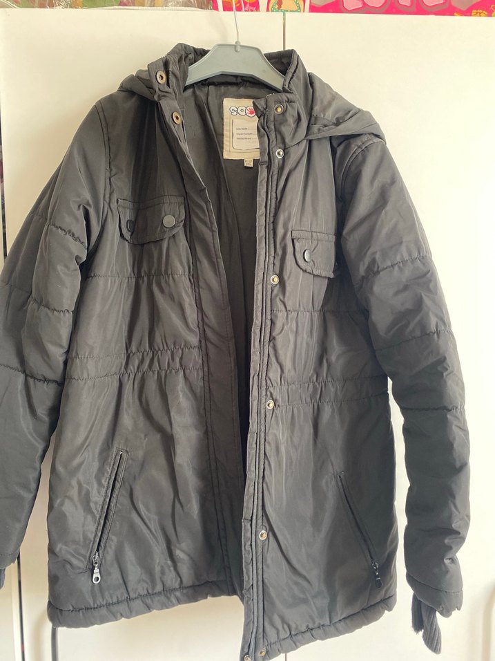 Siyah Düğmeli kız çocuk mont - Görsel 2