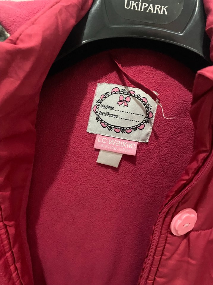 Düğmeli, Nakışlı Pembe Kız Çocuk Mont - Görsel 3