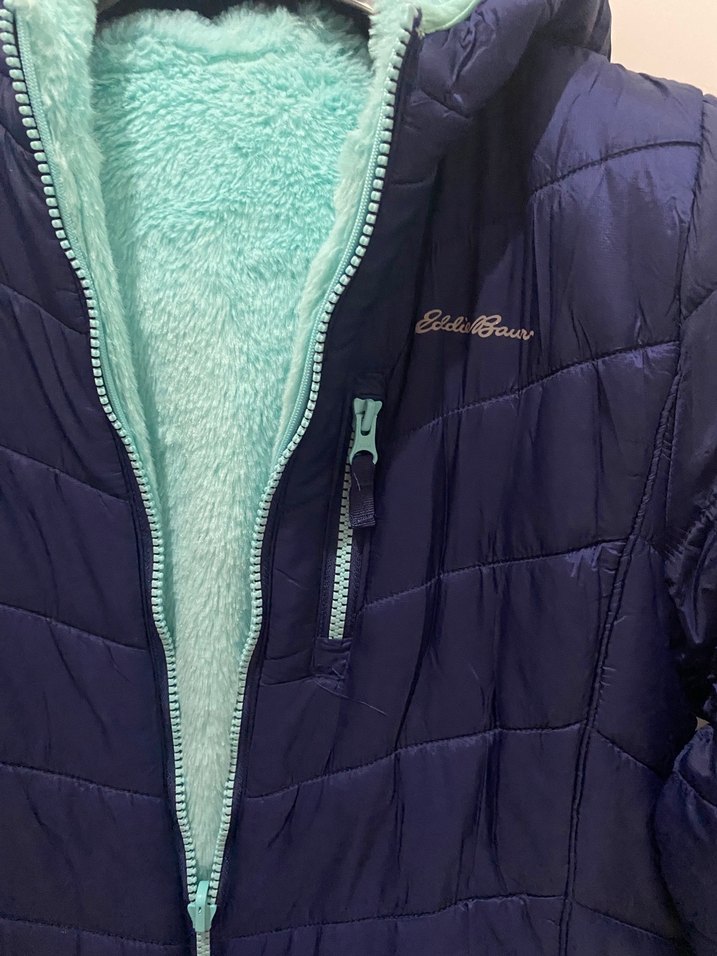 Mavi Kadın Kışlık Fermuarlı Ceket çift taraflı giyilebilir - Görsel 2