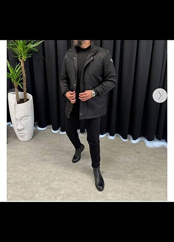 Erkek mont kaliteli casual siyah M beden